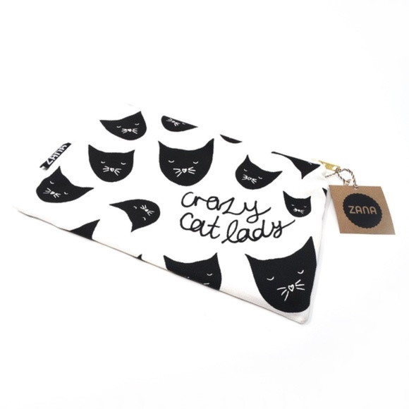 Crazy Cat Lady canvas zippered pouch, Zane Products fabric pouch - Picture 5 of 9